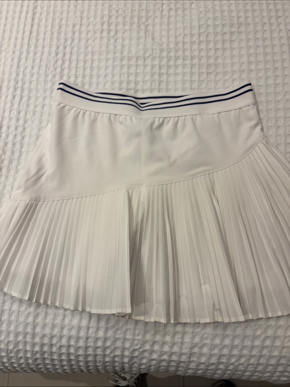 Old Navy White Pleated Skirt with Navy Striped Waistband